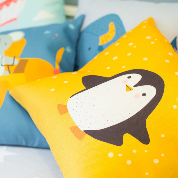 scatter pillows, scatter cushions, penguin kids cushions