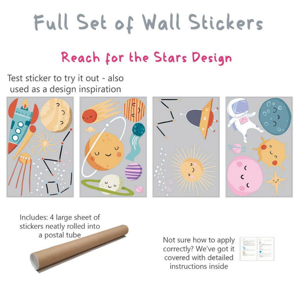 sleepy planet wall stickers, star wall stickers, vinyl wall decals