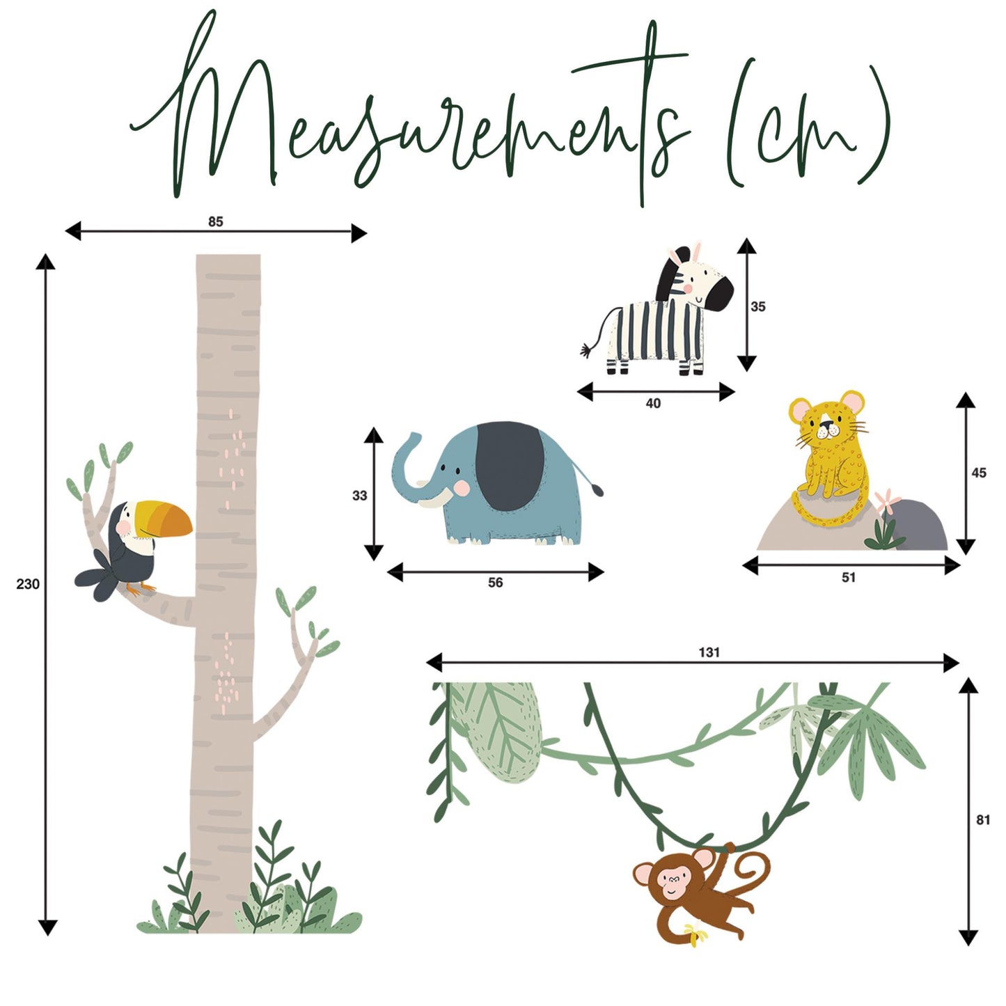 Large Jungle Wall Stickers for Nursery | Safari-Themed Vinyl Decals | Perfect for Baby Room Décor | Full wall effect