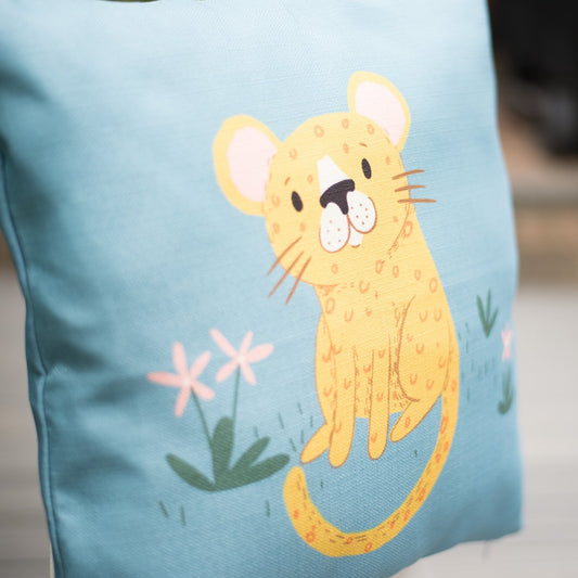 Leo Leopard Blue Home Cushion Cover for Baby Nursery, Children’s Room or Playroom Décor