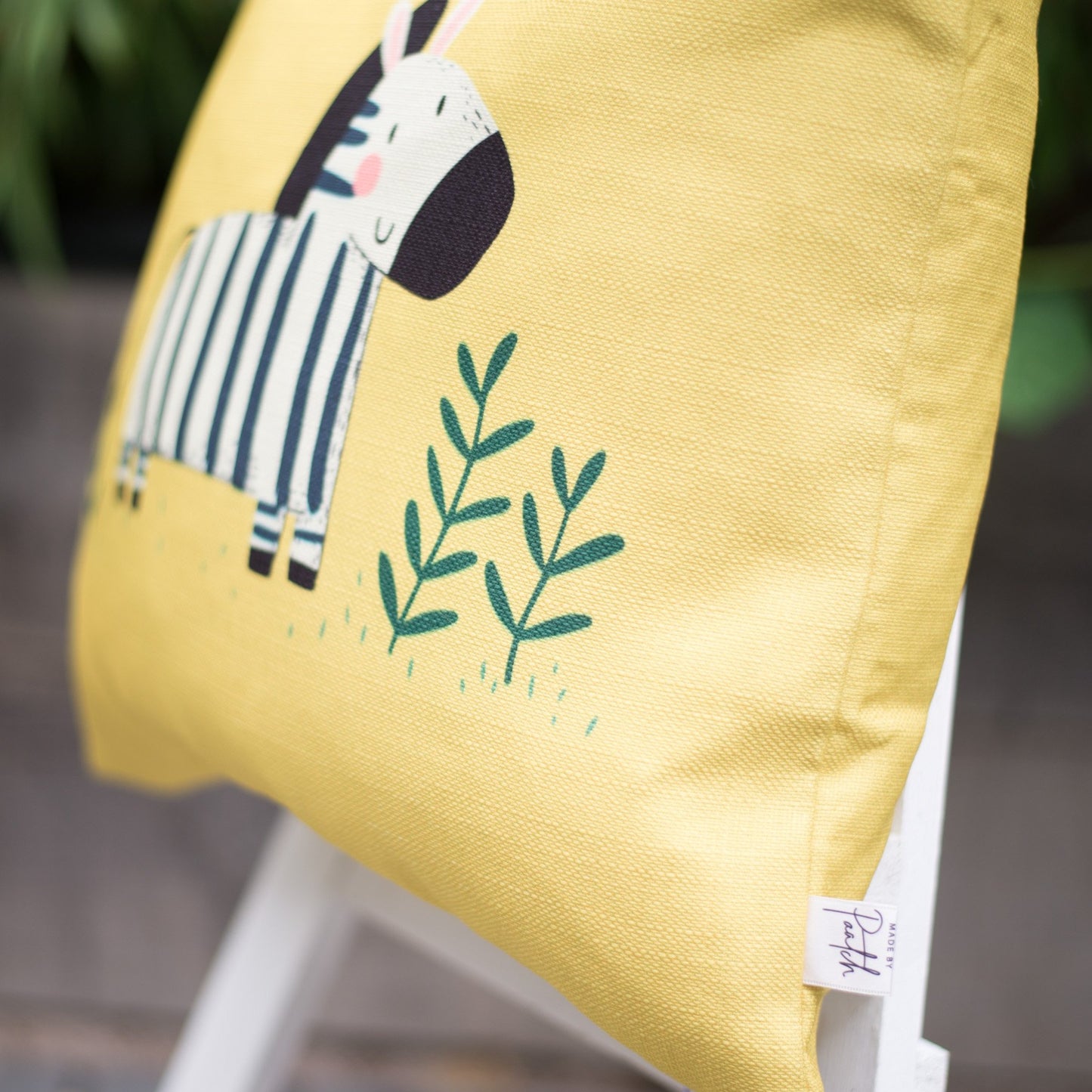 Zora Zebra Yellow Home Cushion Cover for Baby Nursery, Children’s Room or Playroom Interiors