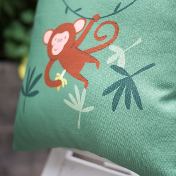 Products Mikey Monkey Green Home Cushion Cover for Baby Nursery, Children’s Room or Playroom Décor