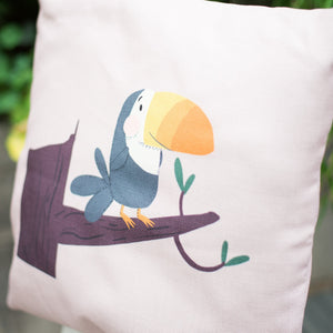 Tilly Toucan Soft Stone Home Cushion Cover for Baby Nursery, Children’s Bedrooms or Playroom Décor