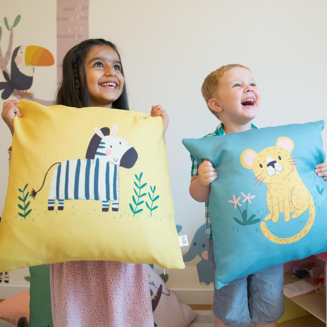 Zora Zebra Yellow Home Cushion Cover for Baby Nursery, Children’s Room or Playroom Interiors