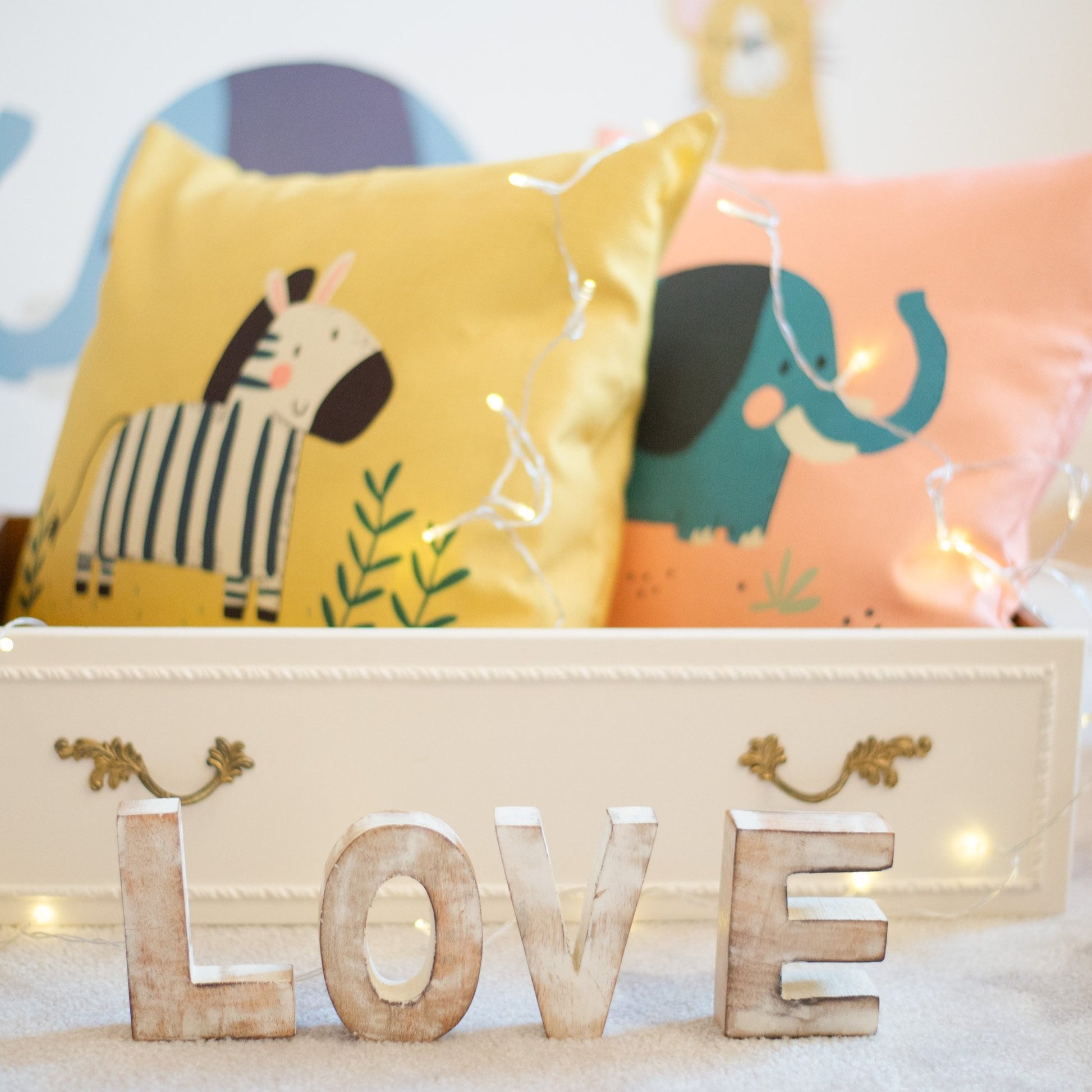 Zora Zebra Yellow Home Cushion Cover for Baby Nursery, Children’s Room or Playroom Interiors