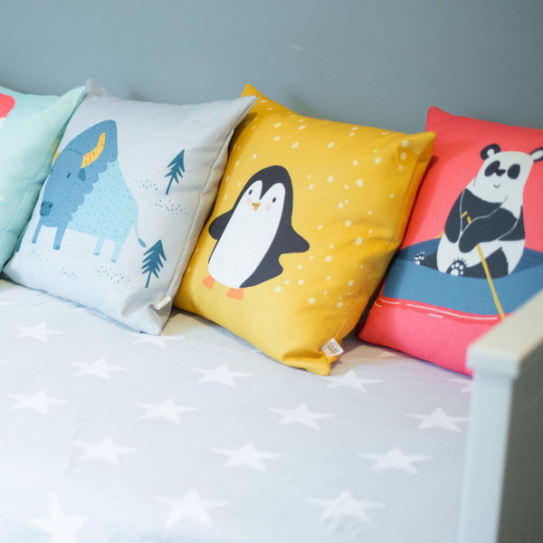 Kids Playroom Decoration, playroom ideas, kids bedroom, toddler bedroom decor, safari animal cushions, penguin gifts