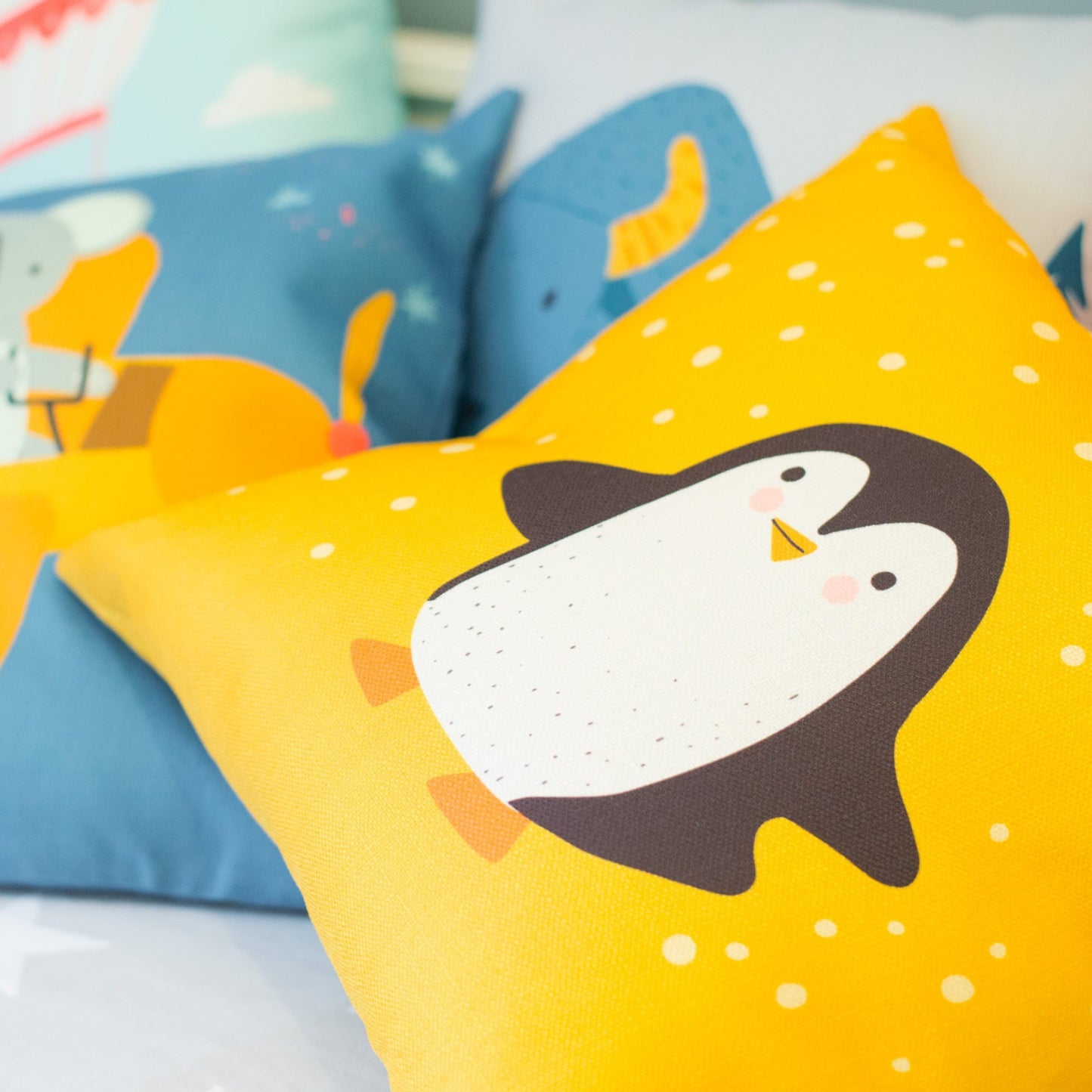scatter pillows, scatter cushions, penguin kids cushions