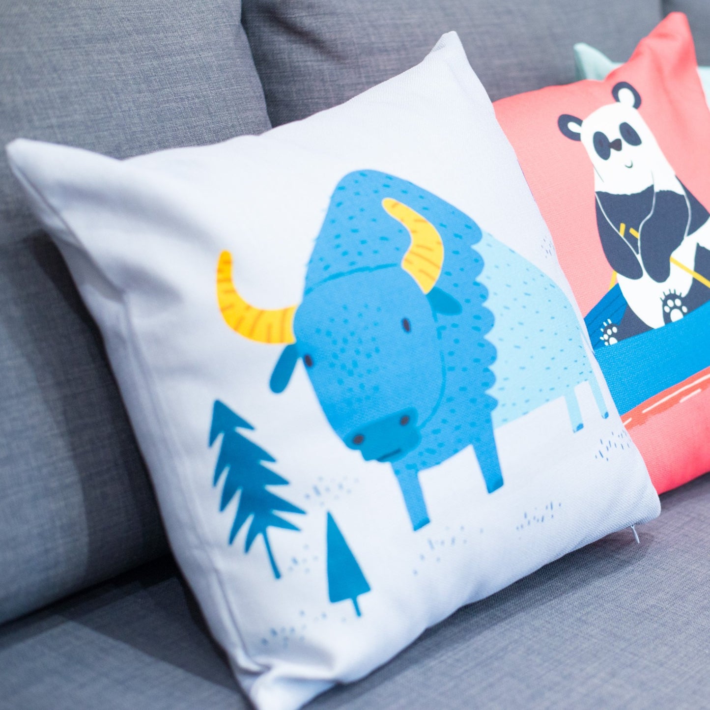 Bunyan Bison Cushion Cover and Optional Inner Filling |  Kids Gift Idea