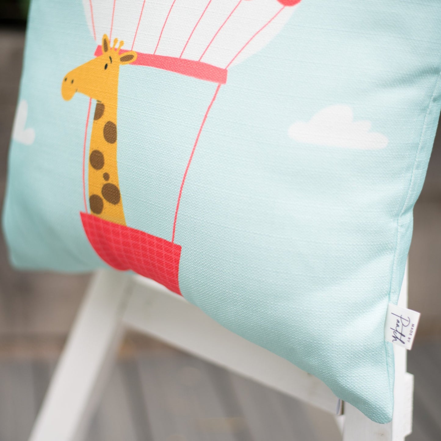 Giraffe Hot Air Balloon Cushion Cover | Safari Nursery Decor Pillow