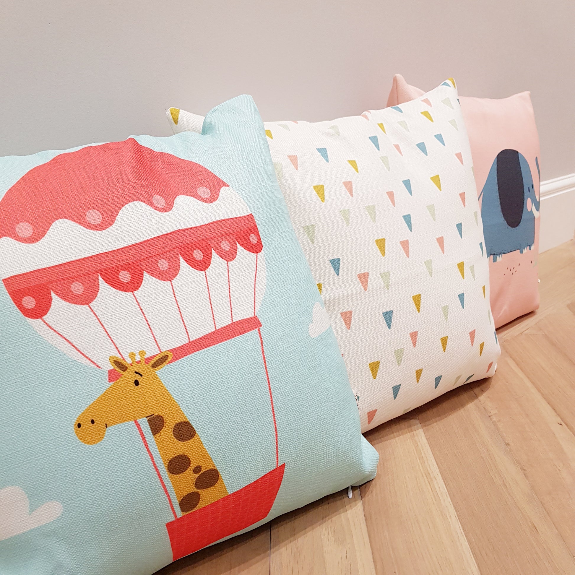 Floating Triangles Home Cushion Covers for Bedroom Interiors, Kids Room, Cotton Square for Sofa Throw Pillow Case