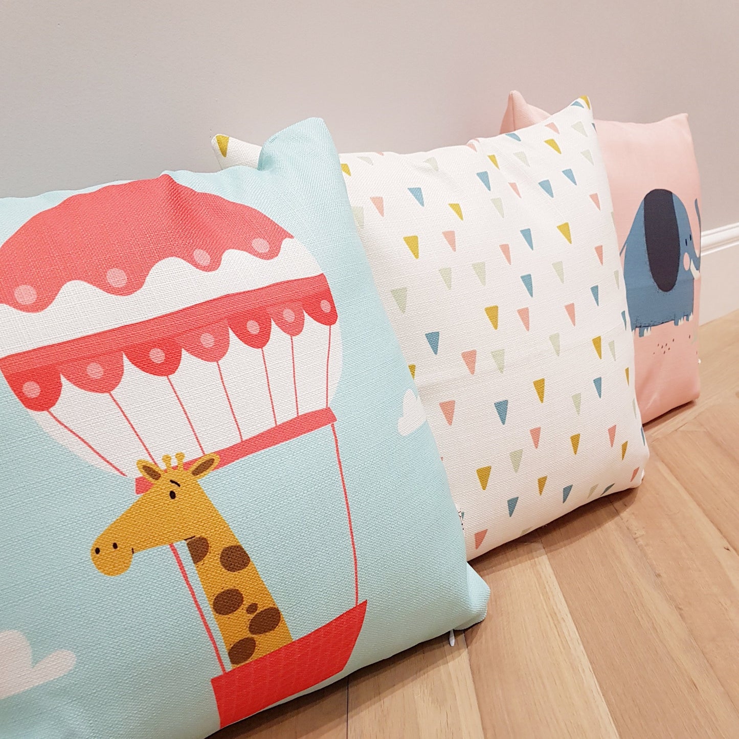 Giraffe Hot Air Balloon Cushion Cover | Safari Nursery Decor Pillow