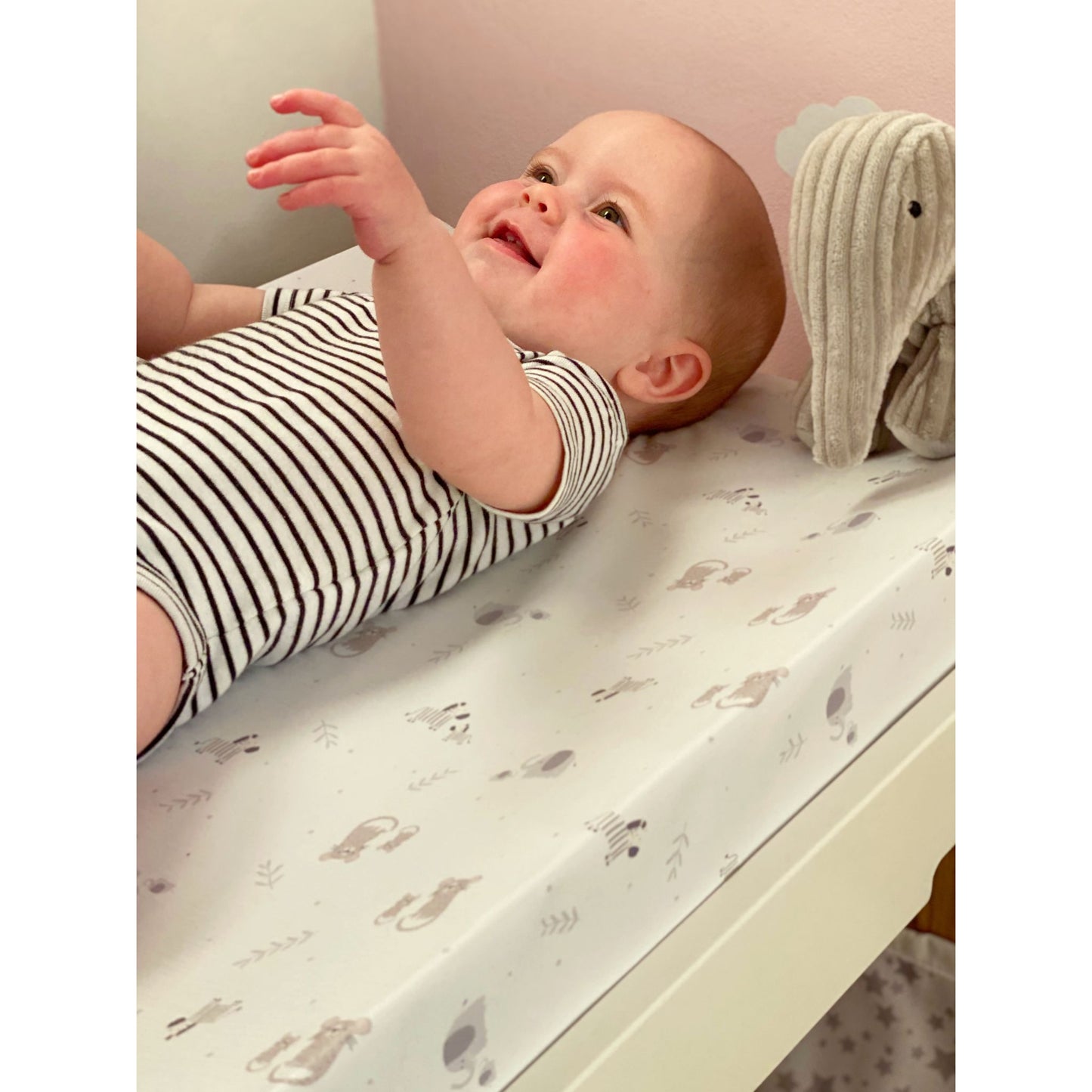 Jungle Safari Baby Changing Mat | Anti-Roll Design with Safari Animal Print | Wedge Mat | Raised Sides