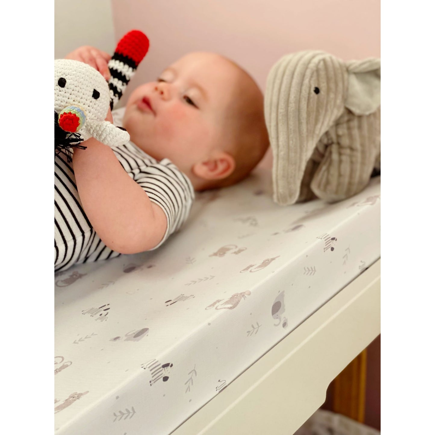 Jungle Safari Baby Changing Mat | Anti-Roll Design with Safari Animal Print | Wedge Mat | Raised Sides