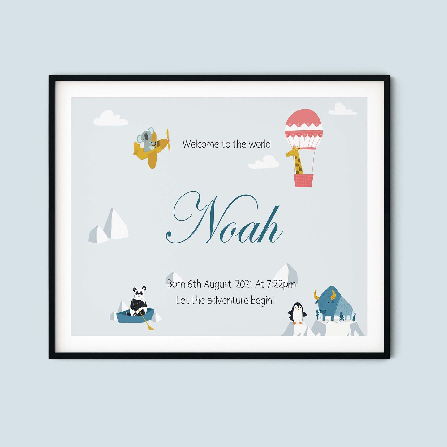 New Baby Keepsake Gift Print| Adventure Animals Welcome to the World