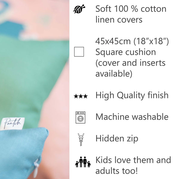 100% cotton linen cushion covers, 45x45 square csuhion, high quality finish, machine washable, hidden zip
