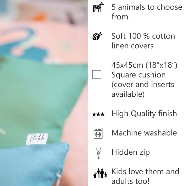 Jungle Animals Cushion Covers & Optional Filling |  Kids Gift Idea