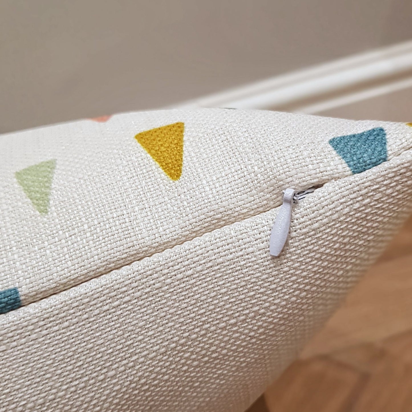 Floating Triangles Home Cushion Covers for Bedroom Interiors, Kids Room, Cotton Square for Sofa Throw Pillow Case