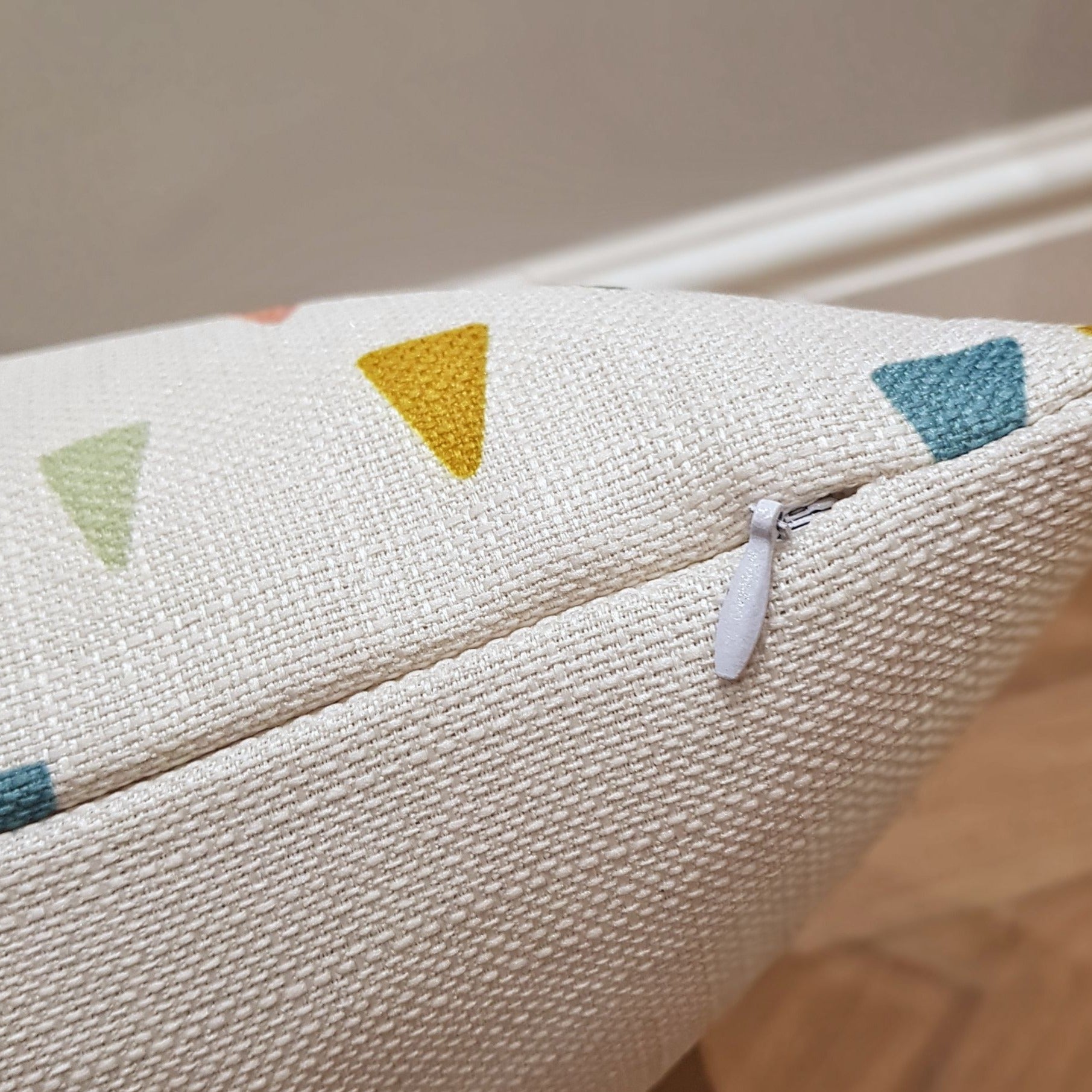 Floating Triangles Home Cushion Covers for Bedroom Interiors, Kids Room, Cotton Square for Sofa Throw Pillow Case