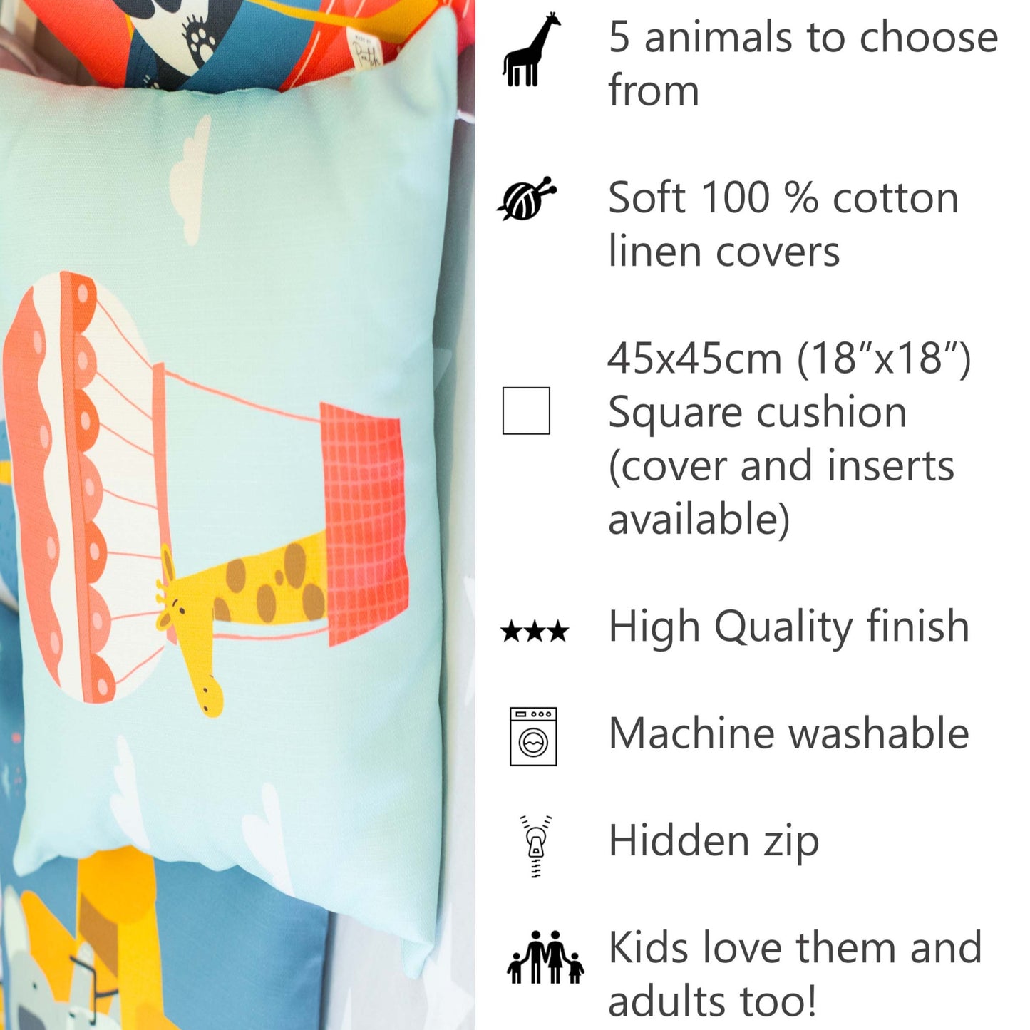 Bunyan Bison Cushion Cover and Optional Inner Filling |  Kids Gift Idea