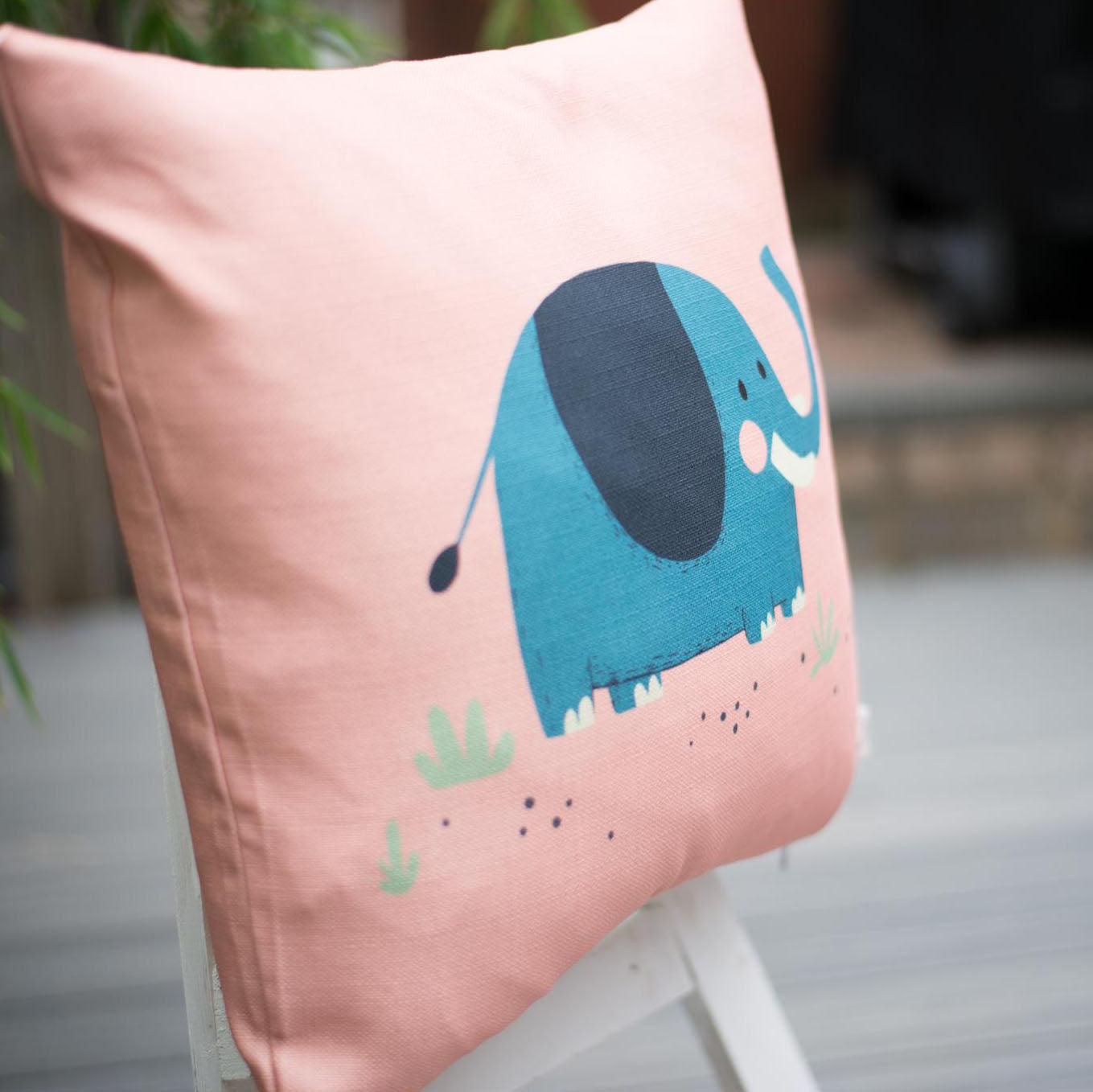 Elephant Pink Home Decor Cushion Cover for Baby Nursery, Children’s Room or Playroom Throw Pillow