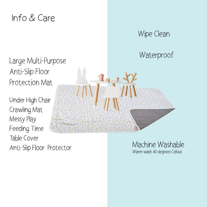 Anti-Slip Baby Splash Mat – Large Waterproof Weaning & Messy Play Floor Protector (Triangles)