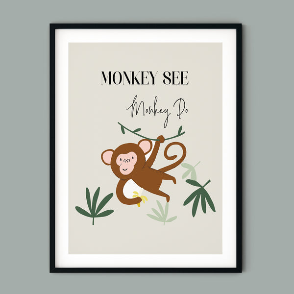 Monkey Art Print for Kids Bedroom