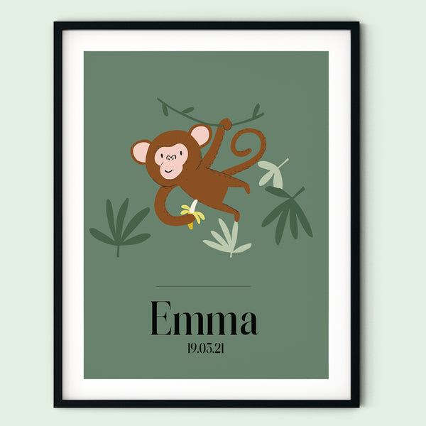 Monkey Art Print for Kids Bedroom