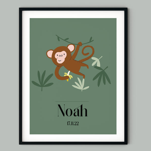 Monkey Art Print for Kids Bedroom