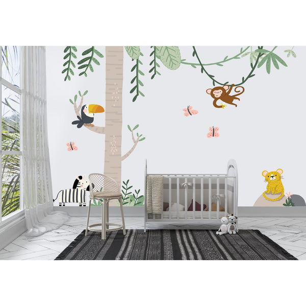 Big Wall Sticker for Children's Playroom Wall Decor Jungle Themed 