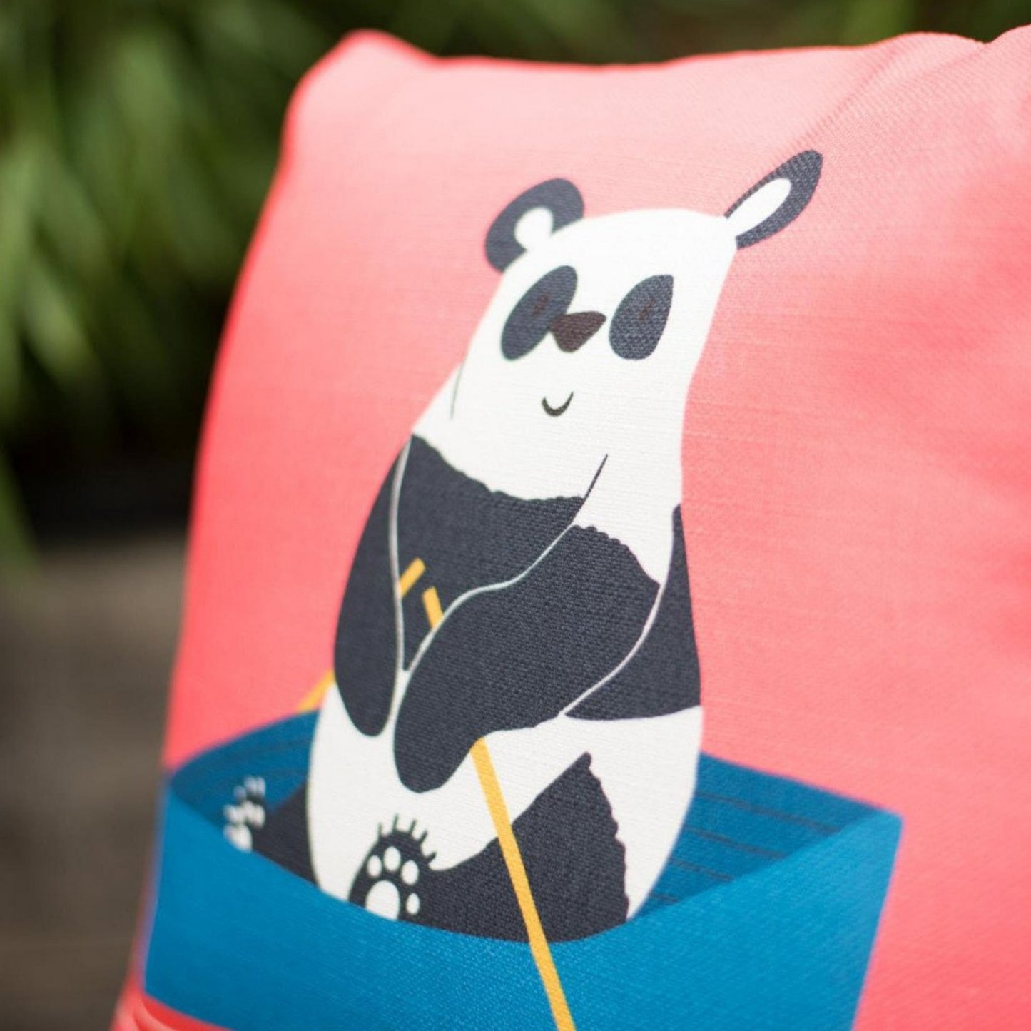 panda nursery, panda kids bedroom, baby panda bedroom decor,  panda kids cushion cover, panda throw pillow, hot pink pillow