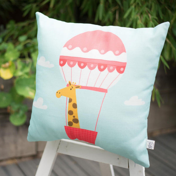 Pale Blue Adventure Animals Home Decor Giraffe Cushion Covers for Baby Nursery, Children’s Room, Toddler Bedroom, Reading Corner, Reading Nook or Kids Playroom