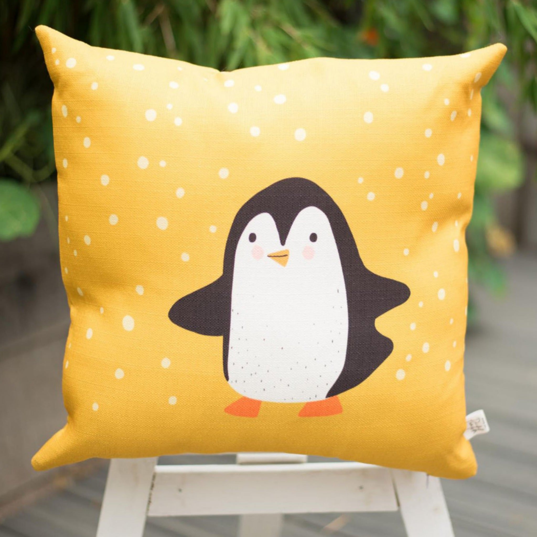 penguin nursery, kids penguin gifts, mustard throw pillow, kids penguin bedroom decor, cute penguin pillow, cute penguin throw pillow
