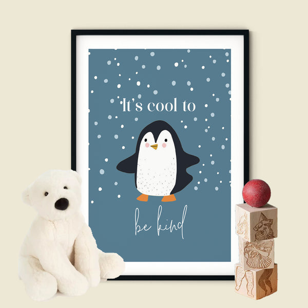 Penguin Art Personalised Print for Kids Bedroom| Penguin Nursery Art Print