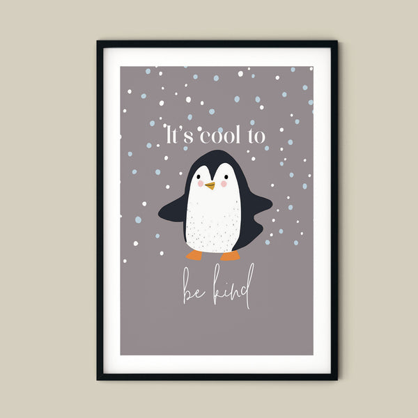 Penguin Art Personalised Print for Kids Bedroom| Penguin Nursery Art Print