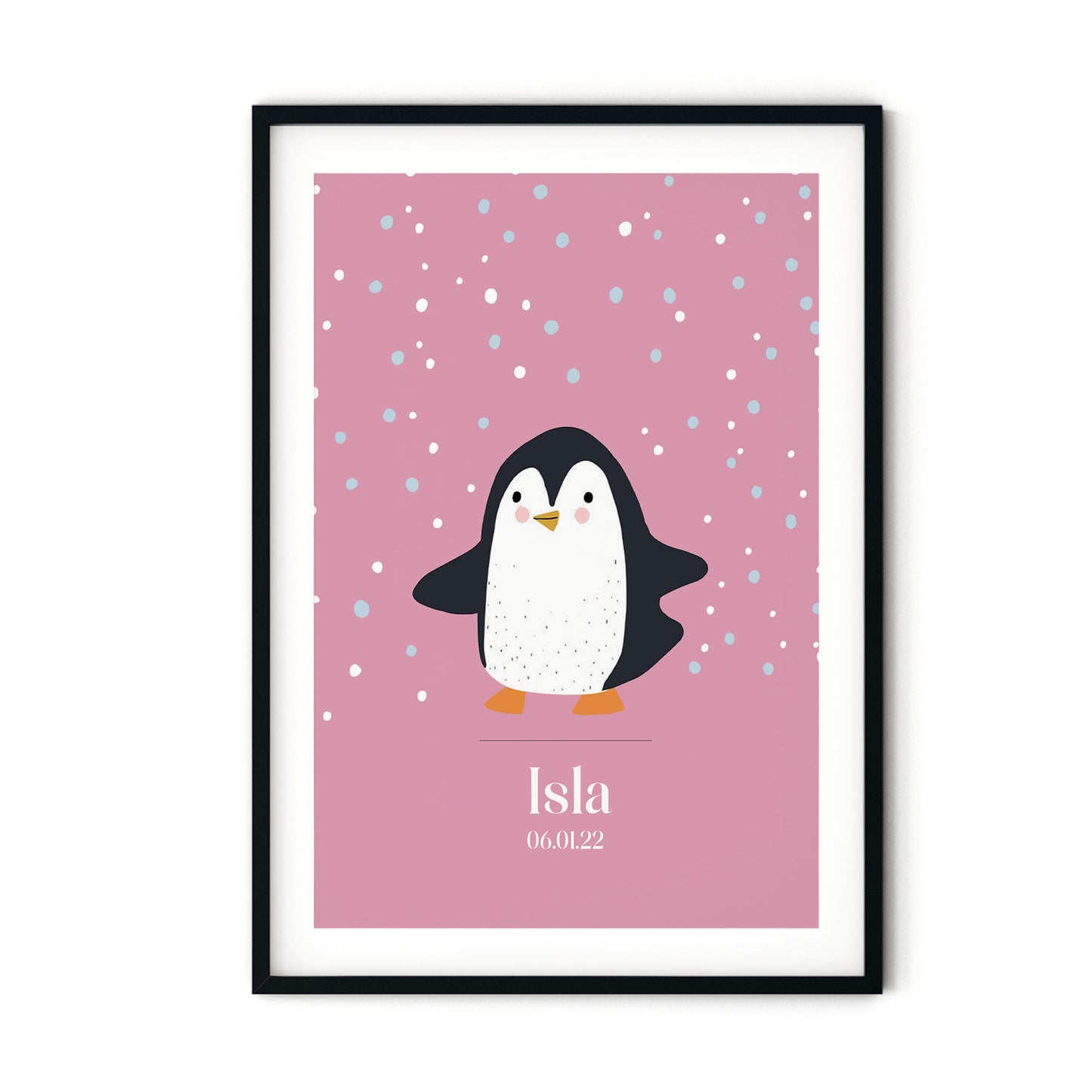 Penguin Art Personalised Print for Kids Bedroom| Penguin Nursery Art Print