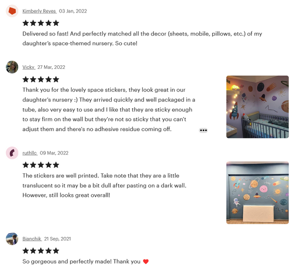 Space Wall Stickers Décor for Modern Baby Moon and Stars Nursery | Peel and stick wall decals for kids | Planets, Moon & Stars | Reach For The Stars Range