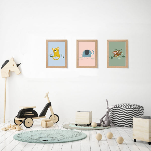 safari animal bedroom, jungle wall art, colour pop for kids bedroom