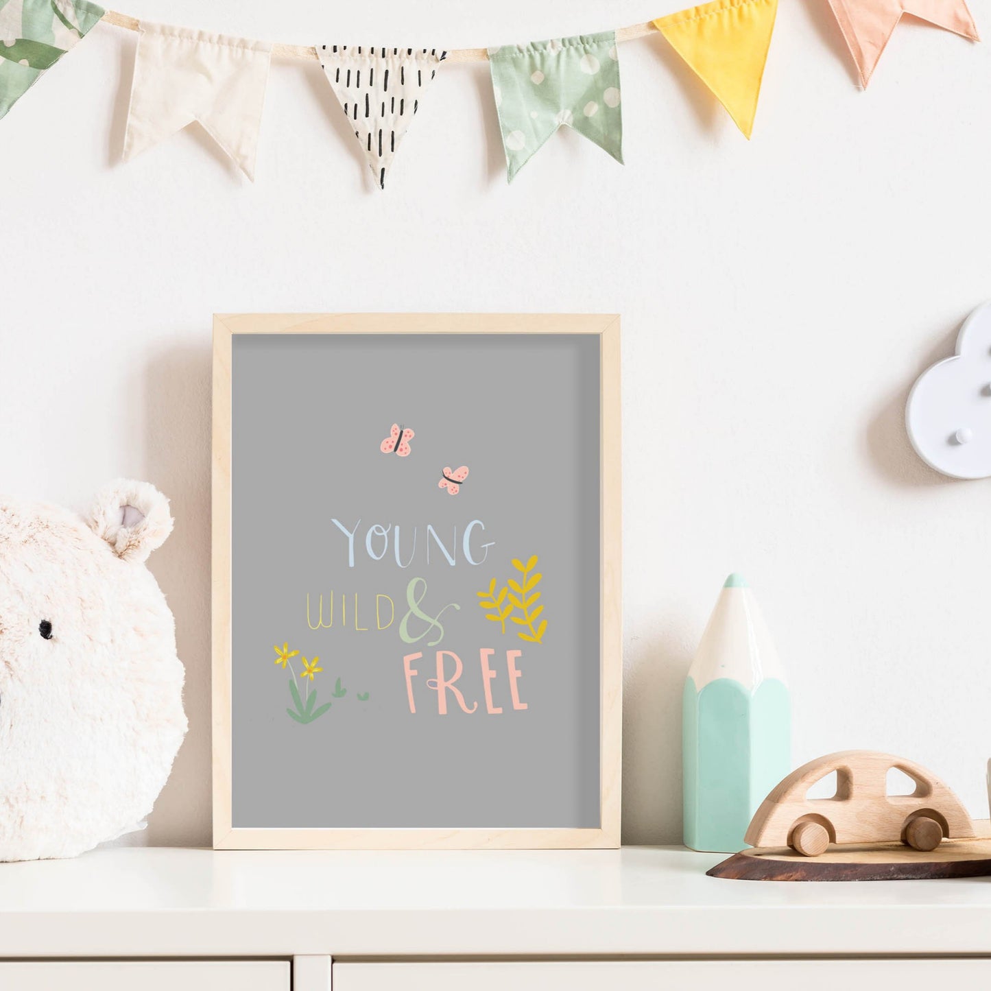 jungle print, safari animal wall art, typohgraphy print Young, Wild & Free