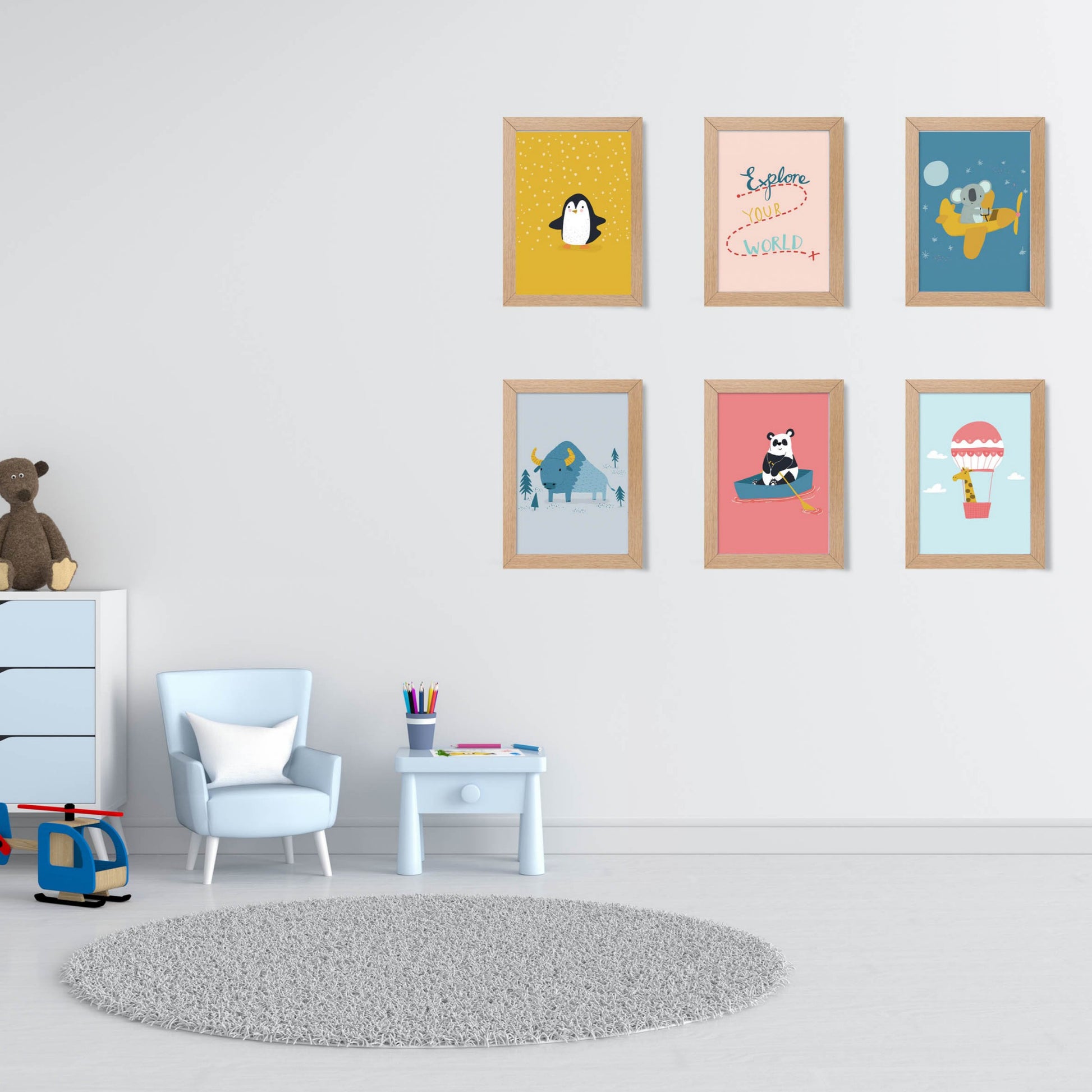 giraffe art print, giraffe nursery wall art, childrens illustration art print, giraffe gifts, penguin gifts, koala gifts, panda gifts, farmhouse nursery prints