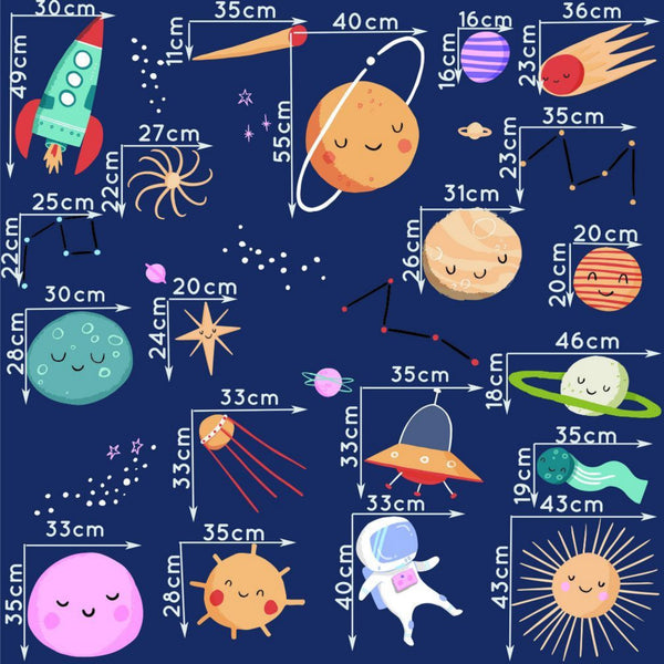 planets, space ship, rocket, stars, moon, astronaut sticker