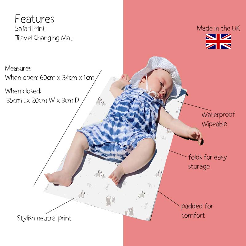 Safari Animals Baby Travel Changing Mat | Young Wild & Free Safari Edition