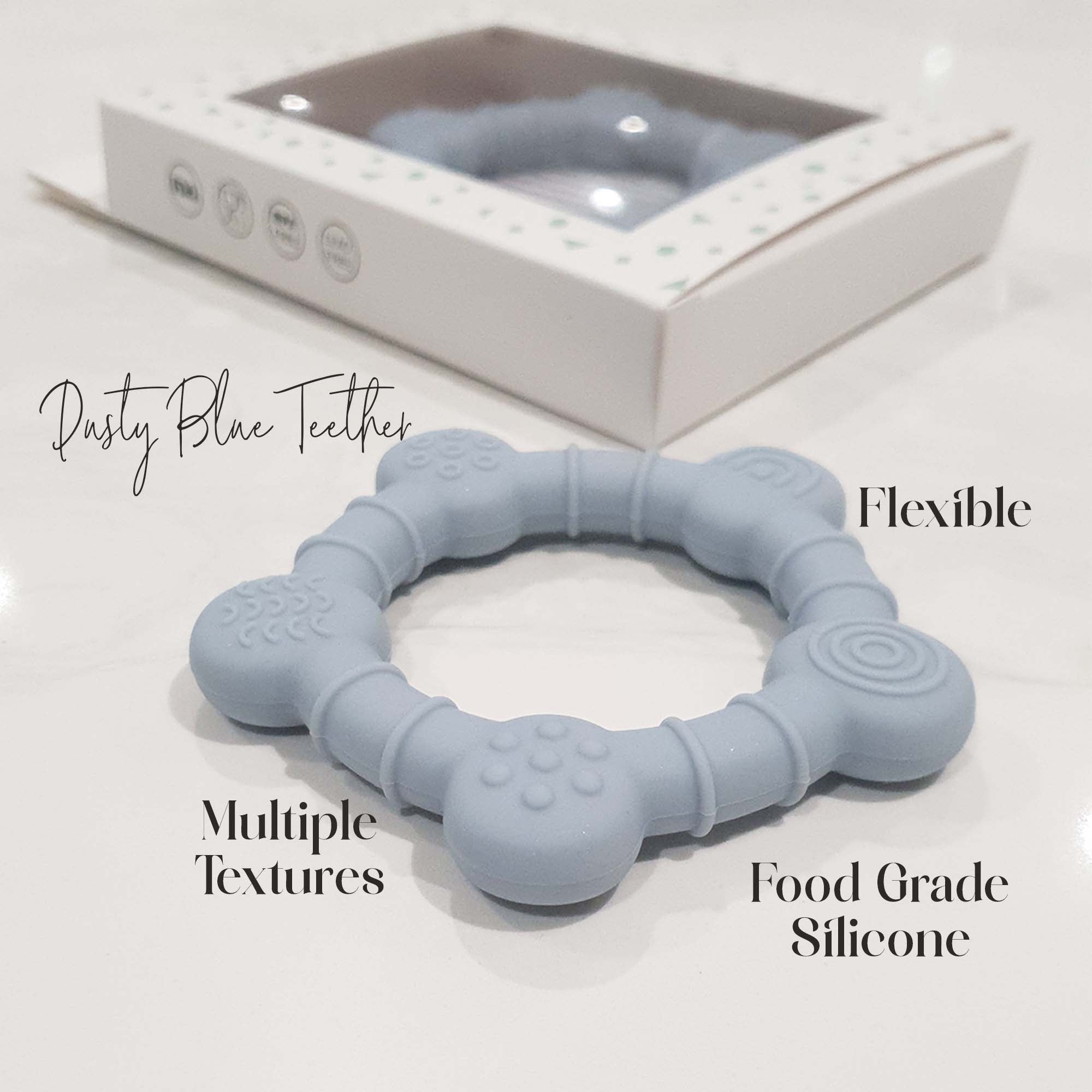 Dusty Blue Unisex Baby Teether Soother | Made By Paatch