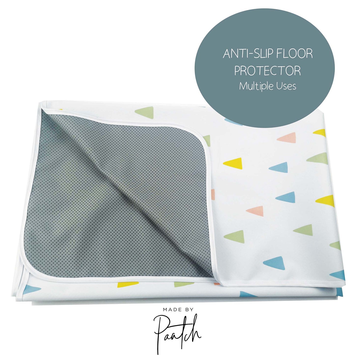 Anti-Slip Baby Splash Mat – Large Waterproof Weaning & Messy Play Floor Protector (Triangles)