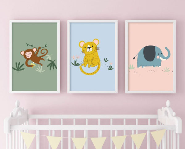 Jungle Safari Nursery Art Prints | Young, Wild & Free Range