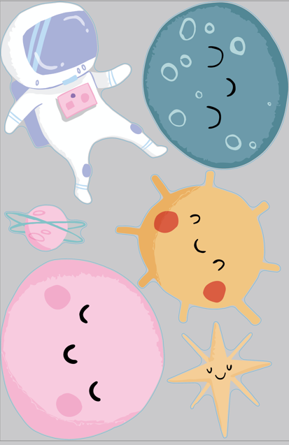Space Wall Stickers Décor for Modern Baby Moon and Stars Nursery | Peel and stick wall decals for kids | Planets, Moon & Stars | Reach For The Stars Range