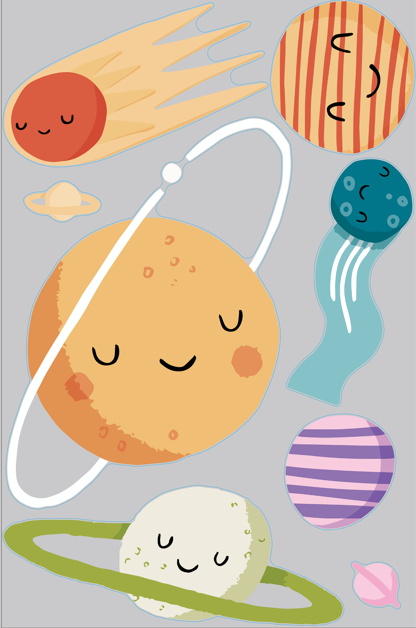 Space Wall Stickers Décor for Modern Baby Moon and Stars Nursery | Peel and stick wall decals for kids | Planets, Moon & Stars | Reach For The Stars Range