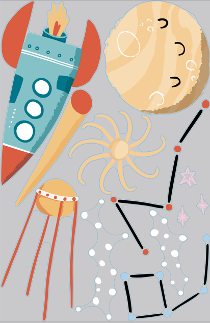 Space Wall Stickers Décor for Modern Baby Moon and Stars Nursery | Peel and stick wall decals for kids | Planets, Moon & Stars | Reach For The Stars Range